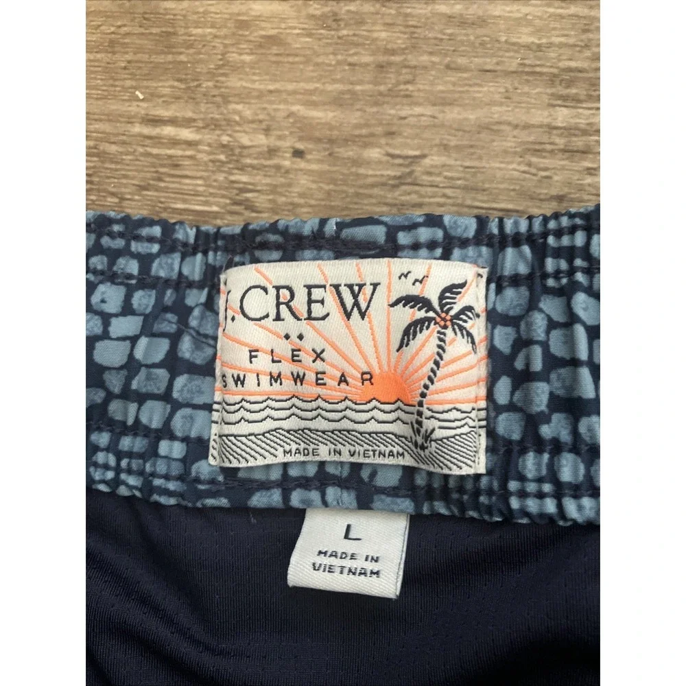 J Crew Men's Flex Lined Swim Trunks Shorts Sz Large Elastic‎ Waist